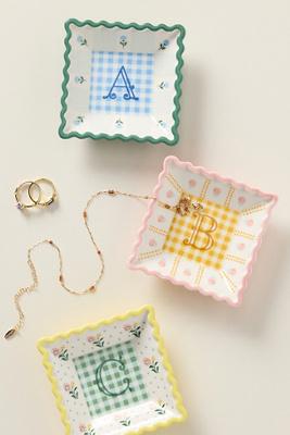 Georgia Monogram Stoneware Trinket Dish