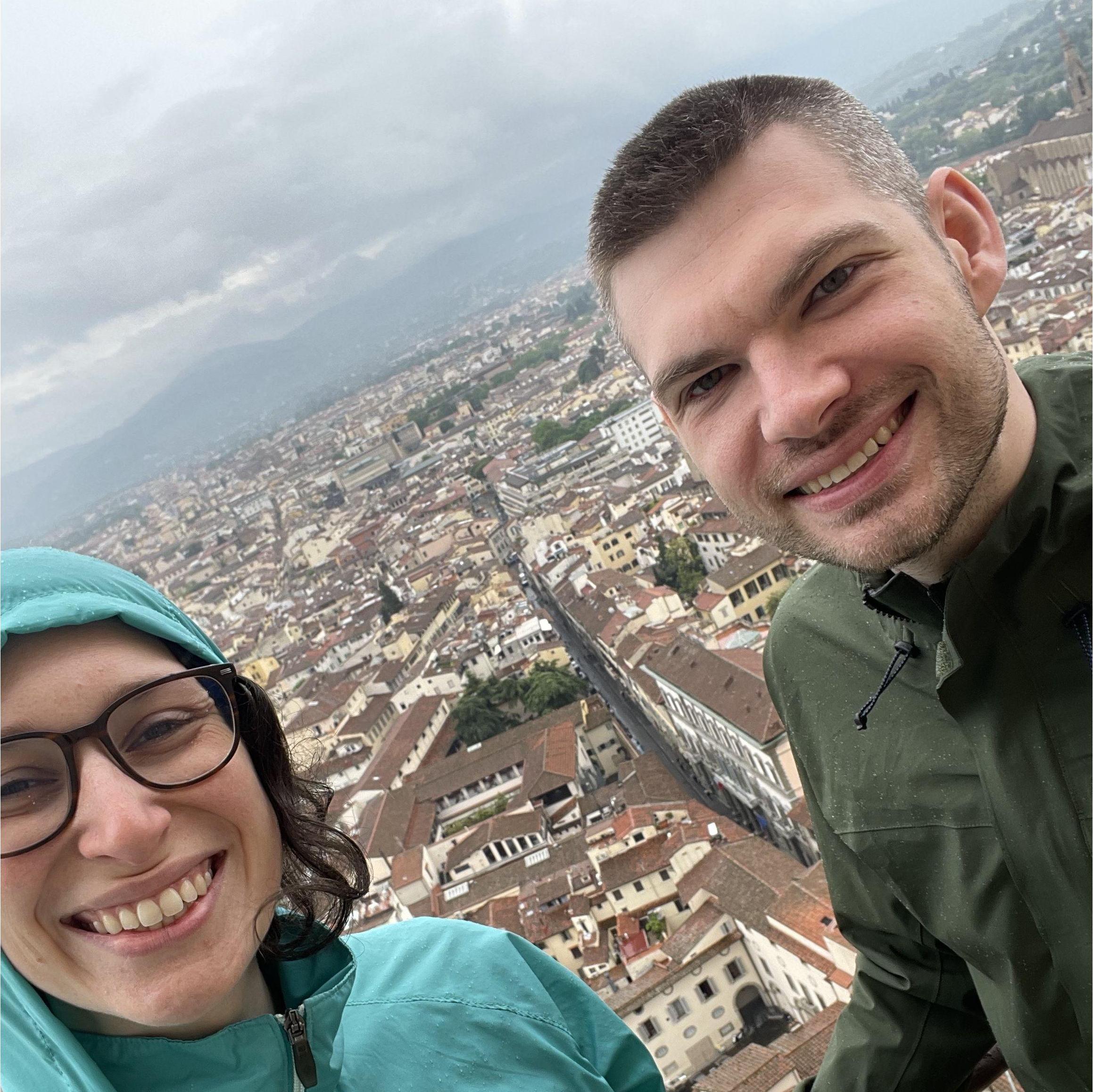 On top of the Duomo in Florence after climbing 463 steps.