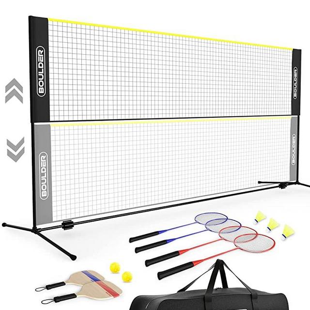 Boulder Sports Outdoor Net Set - All-in-One Badminton, Pickleball & Volleyball Net Sports Set - Portable Game Sets for Backyard, Beach or Driveway