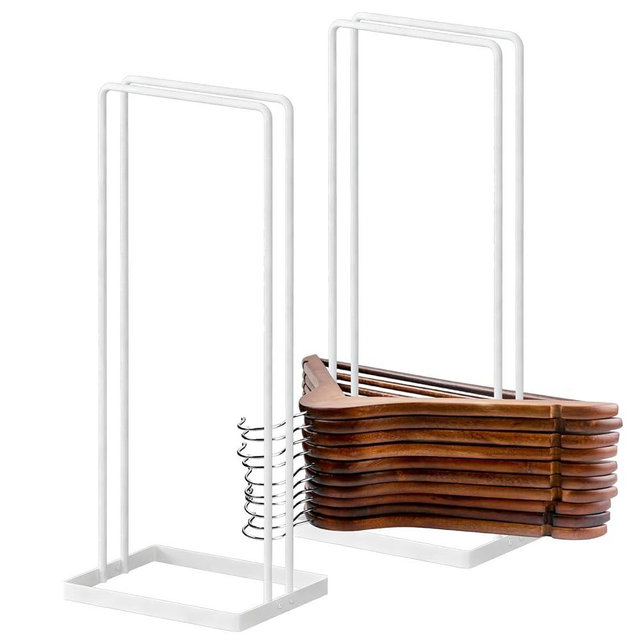 Hanger Holder Stand Clothes Hanger Organizer for Home Organization, Hangers Stackers RV Rack Stand Caddy for Velvet Felt Plastic Coat Hangers Adult Kids Pant Hangars Dorm Room Essentials, 2 Pack White
