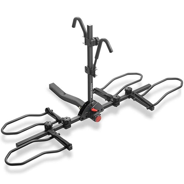 Arksen 2" Hitch Mounted Rack Smart Tilting 2-Bike Platform Style Carrier for Standard, Fat Tire, and Electric Bicycles -150 lbs Heavy Weight Capacity