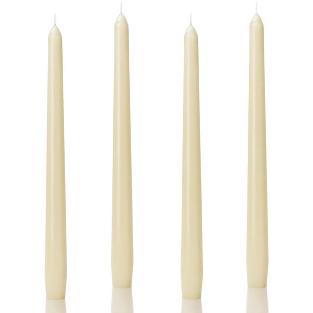 Auralome Ivory Taper Candles 10-Inch - Ivory Candlesticks Dripless Long Cream Tapered Candle Tall Unscented Smokeless Slow Burning Paraffin Wax Candle Sticks for Wedding Dinner Home Decor 4 Pack