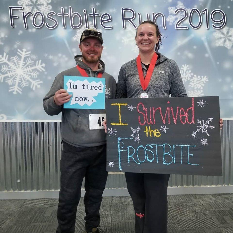 We both won our age divisions at the Frostbite 5K.