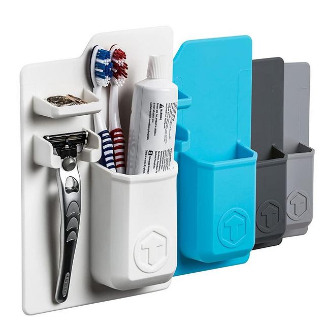 Tooletries - The Harvey (White), Silicone Waterproof Toothbrush Holder/razor Holder For Small Toiletry Items, Silicone Toiletry Organizer, Shower And Bathroom. Features Silicone Grip Technology
