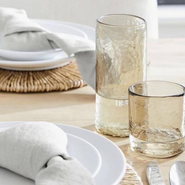 Set of 4 Handmade Hammered Tall Drinking Glasses - 18.6 oz.