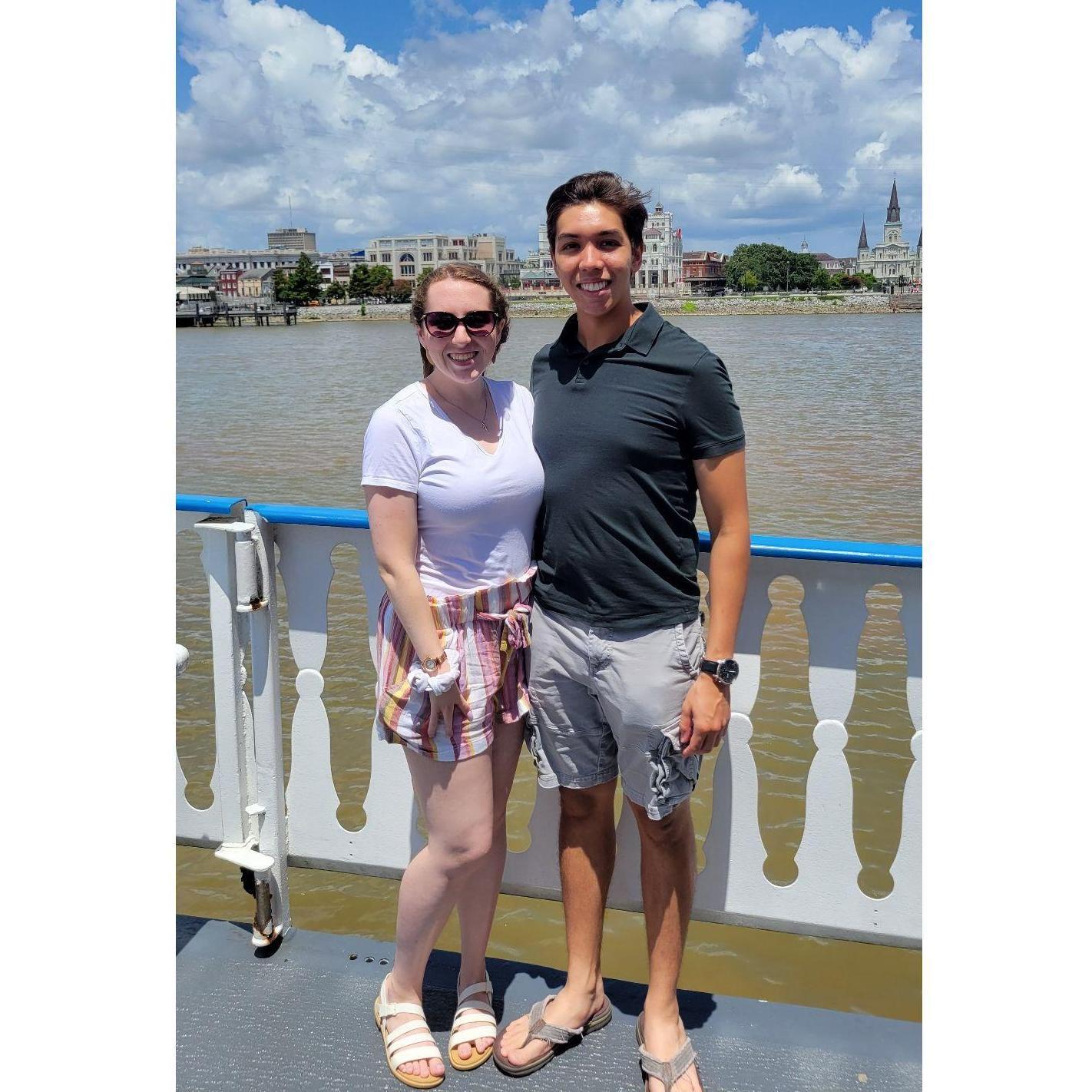 Less than a month later, we went to New Orleans!! This city is full of fun and beautiful art and culture! We took this picture before going on a Riverboat Jazz Cruise (no pictures on it though!)