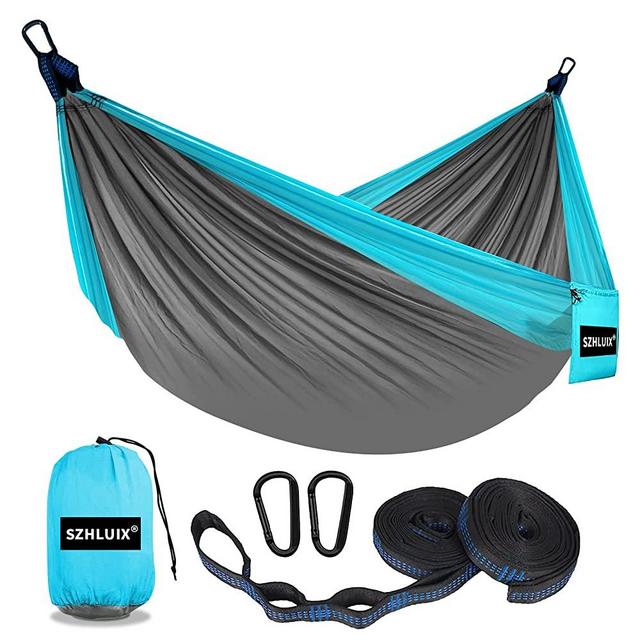 SZHLUX Camping Hammock Double & Single Portable Hammocks with 2 Tree Straps, Great for Hiking,Backpacking,Hunting,Outdoor,Beach,Camping