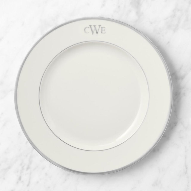 Pickard Signature Dinner Plate, Platinum, Monogram