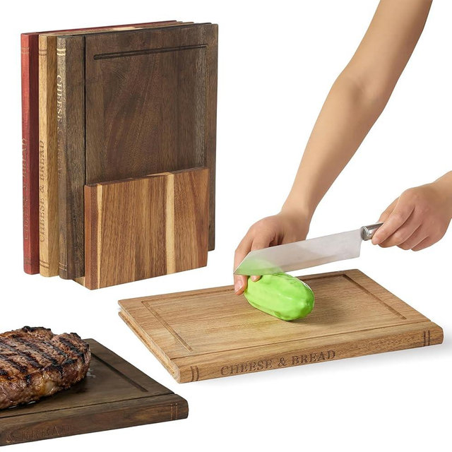 AODANC Book Cutting Boards Set,Wooden Chopping Cutting Boards,Wooden Chopping Boards Books Sets For Kitchens