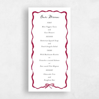 White Wedding Menu - Moire