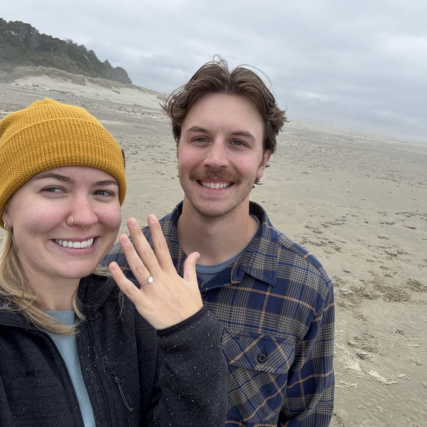 We're engaged!!! Simon proposed at Nye Beach in Newport, Oregon.