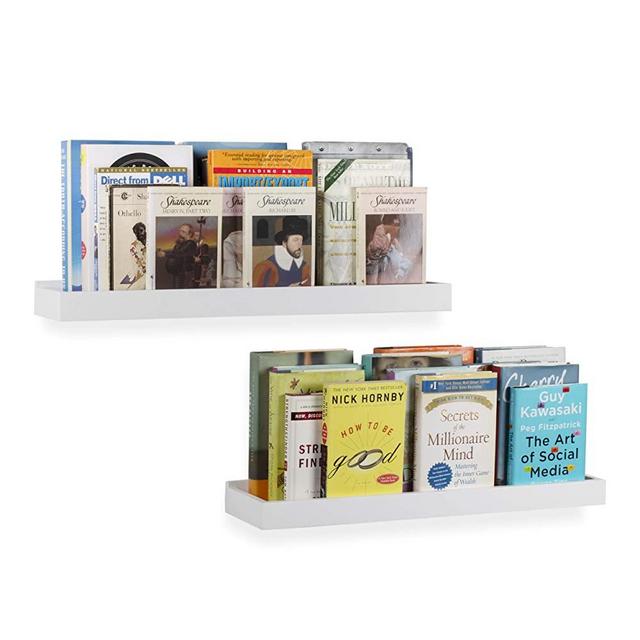 Wallniture Modern Floating Shelf Tray Wall Mount Home Decor White 23 Inch Set of 2