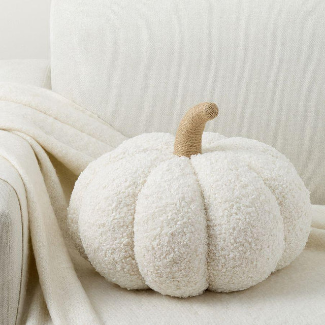 Cozy Pumpkin Pillow, Ivory, 9.5" x 14"