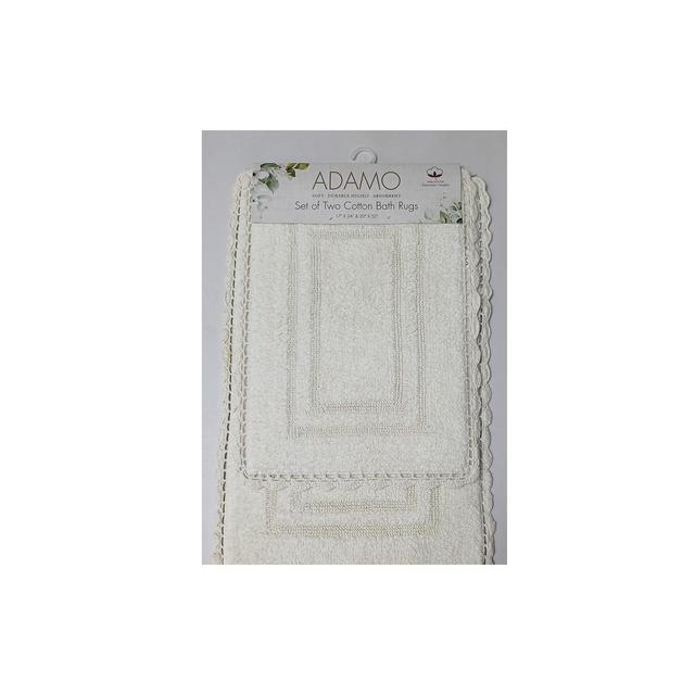 RT Designers Collection Adamo 2 Pieces Premium Cotton Anti Skid Bath Rug Set Ivory