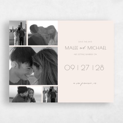 Linen, Beige Wedding Save the Date - Fountaine Multiphoto