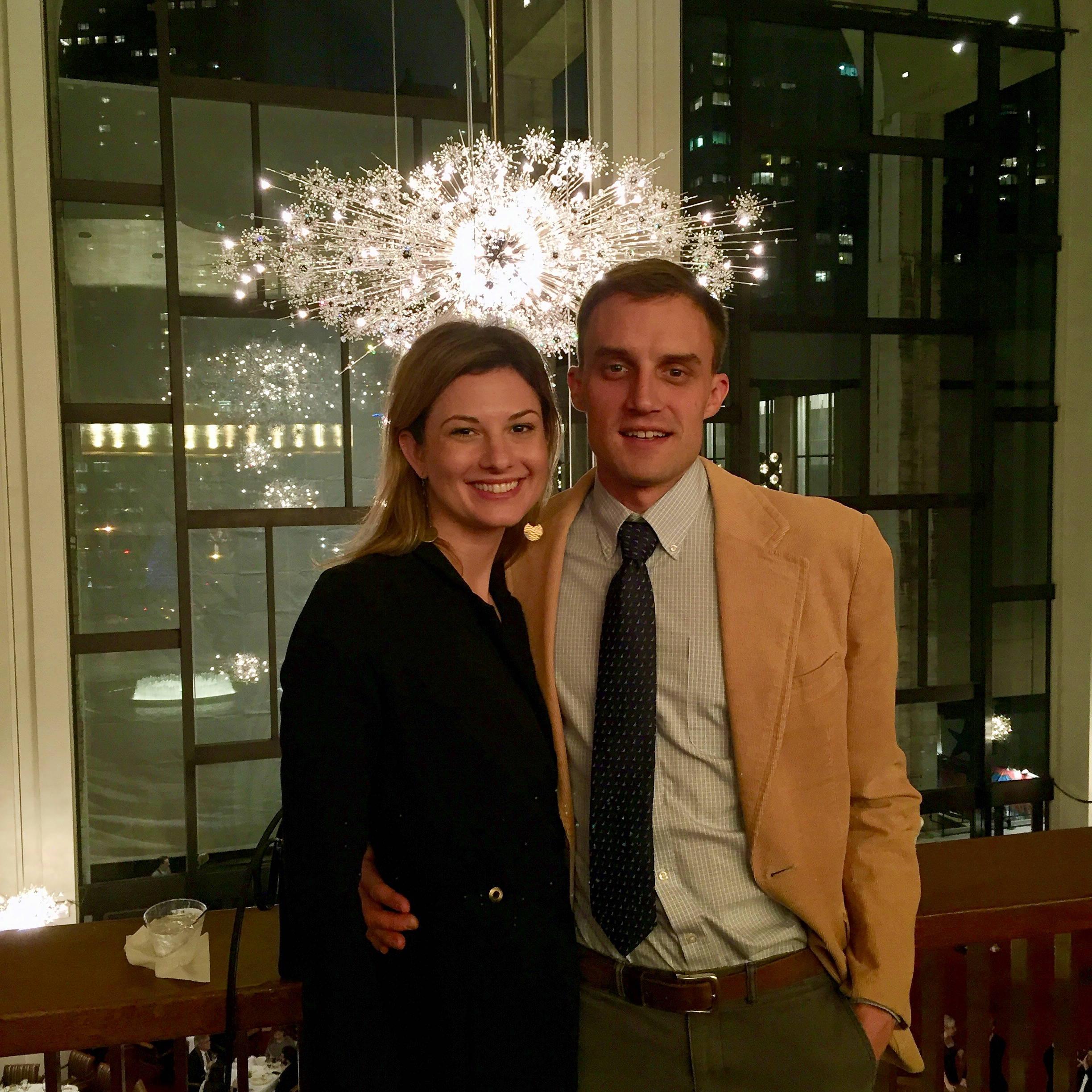 Lauren surprised Dan for their first "fancy" date with tickets to see "The Barber of Seville" at the Lincoln Center on December 15, 2015.