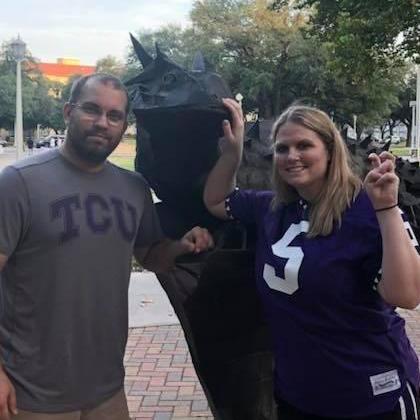 Walking around TCU's campus on the way to a TCU football game!