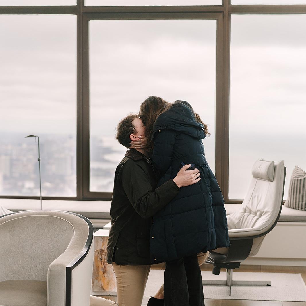 Let the wedding planning begin! Proposal at John Hancock building in Chicago.