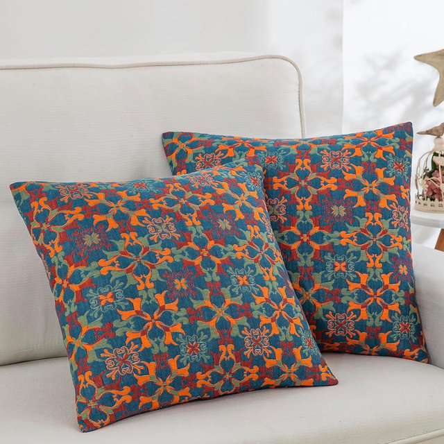 Purefair 100% Cotton Jacquard Decorative Pillow Covers, 18x18 Inch Soft Boho Pillow Covers,Set of 2, for Living Room Sofa Bed Couch (Boho)