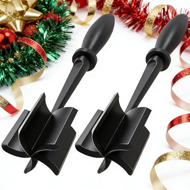 2Pcs Ground Meat Chopper - Nylon Nonstick Ground Beef Chopper with 5 Curved Blades & Ergonomic Non-Slip Handle, Dishwasher Safe Sturdy Meat Masher, Heat-Resistant Potato Masher for Kitchen