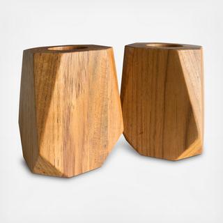 Master's Collection Prism Teak Tea Light, Set of 2