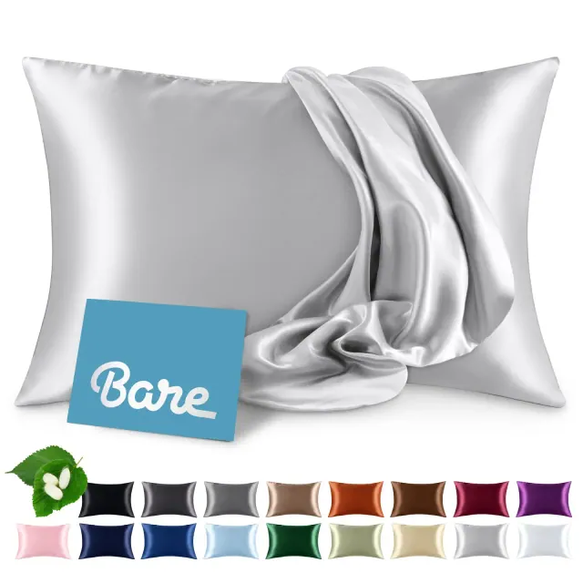 1 Pc 100% Mulberry Silk, 19 Momme, King - Envelope, Silver Pillowcase - Bare Home