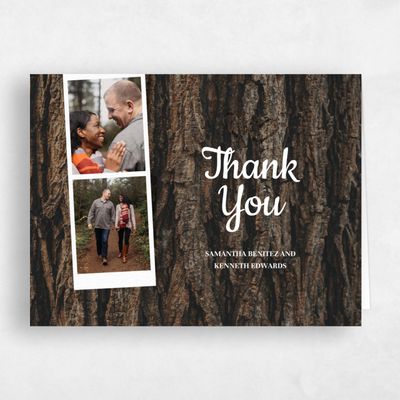 Wood, Brown Wedding Thank You - Douglas Portrait