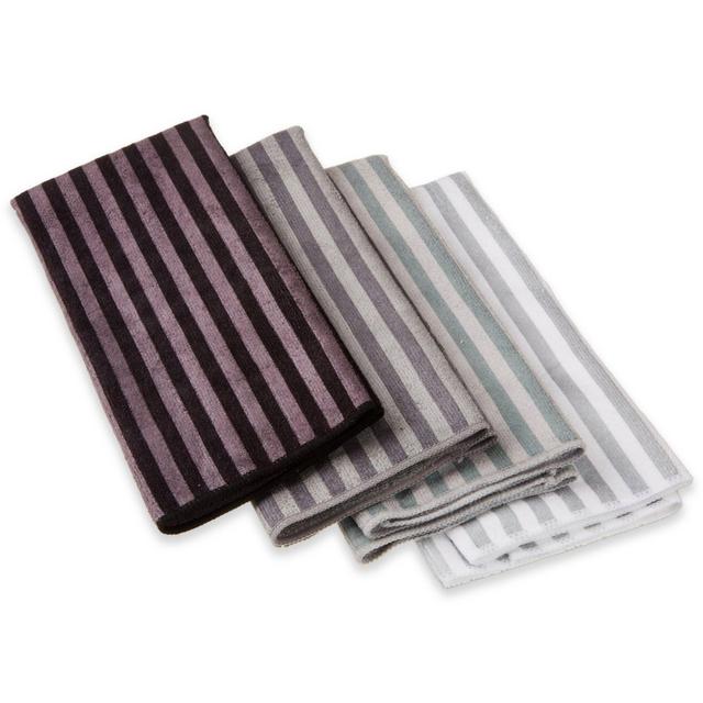 Design Imports Stripe Microfiber Dish Towels in Grey (Set of 4)