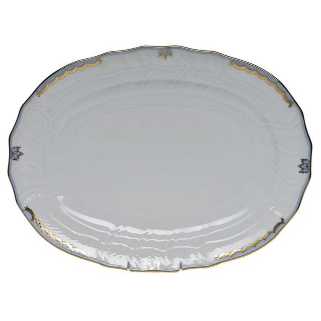 Herend Princess Victoria Light Blue Oval Platter, Medium
