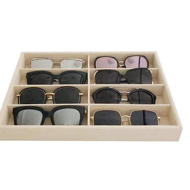 Large Beige Premium Quality Velvet Glasses Box Tray Stackable Practical Trade Show Home Use Jewelry Display Organizer