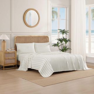 Vida Stripe 300-TC Cotton Sateen 4-Piece Sheet Set