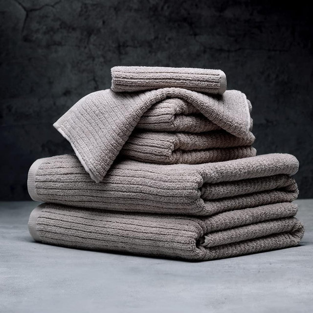 LUXOME Plush Performance 6-Piece Bath Towel Set | Dual-Loop Design | Ultra Soft | Highly Absorbent | Quick Drying | Oyster (Tan)