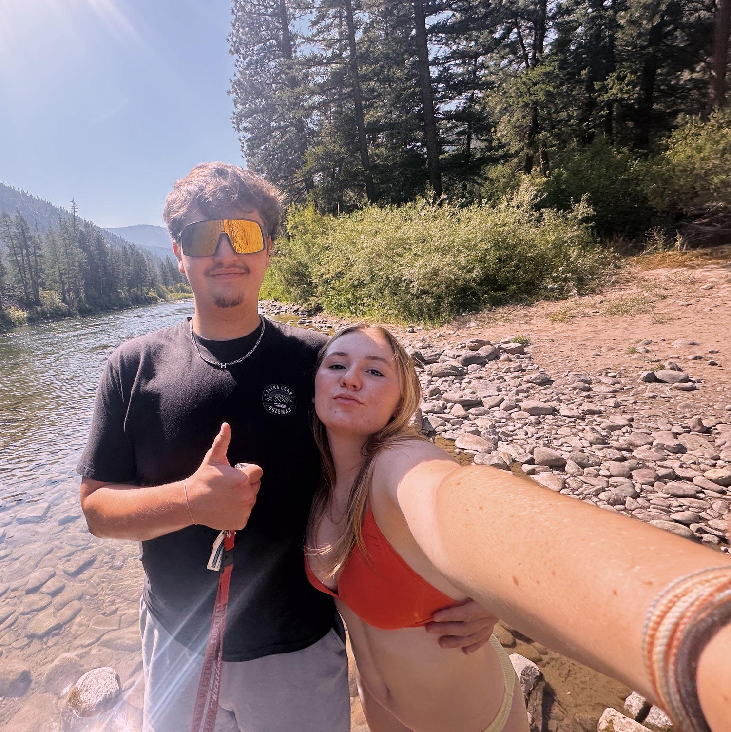 Taylor must stop for Hailey to swim in the river