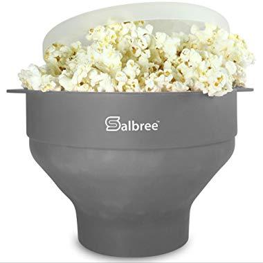 Original Salbree Microwave Popcorn Popper, Silicone Popcorn Maker, Collapsible Bowl BPA Free - 18 Colors Available (Gray)