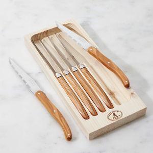 Jean Dubost Laguiole Olivewood Steak Knives, Set of 6