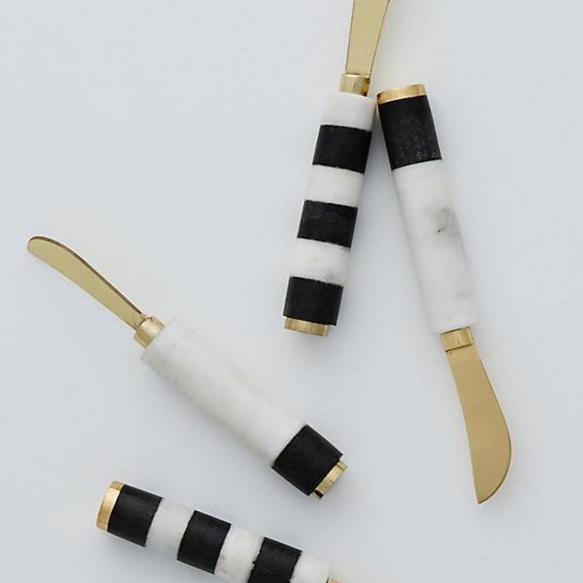 Marble-Blocked Cheese Spreader Set