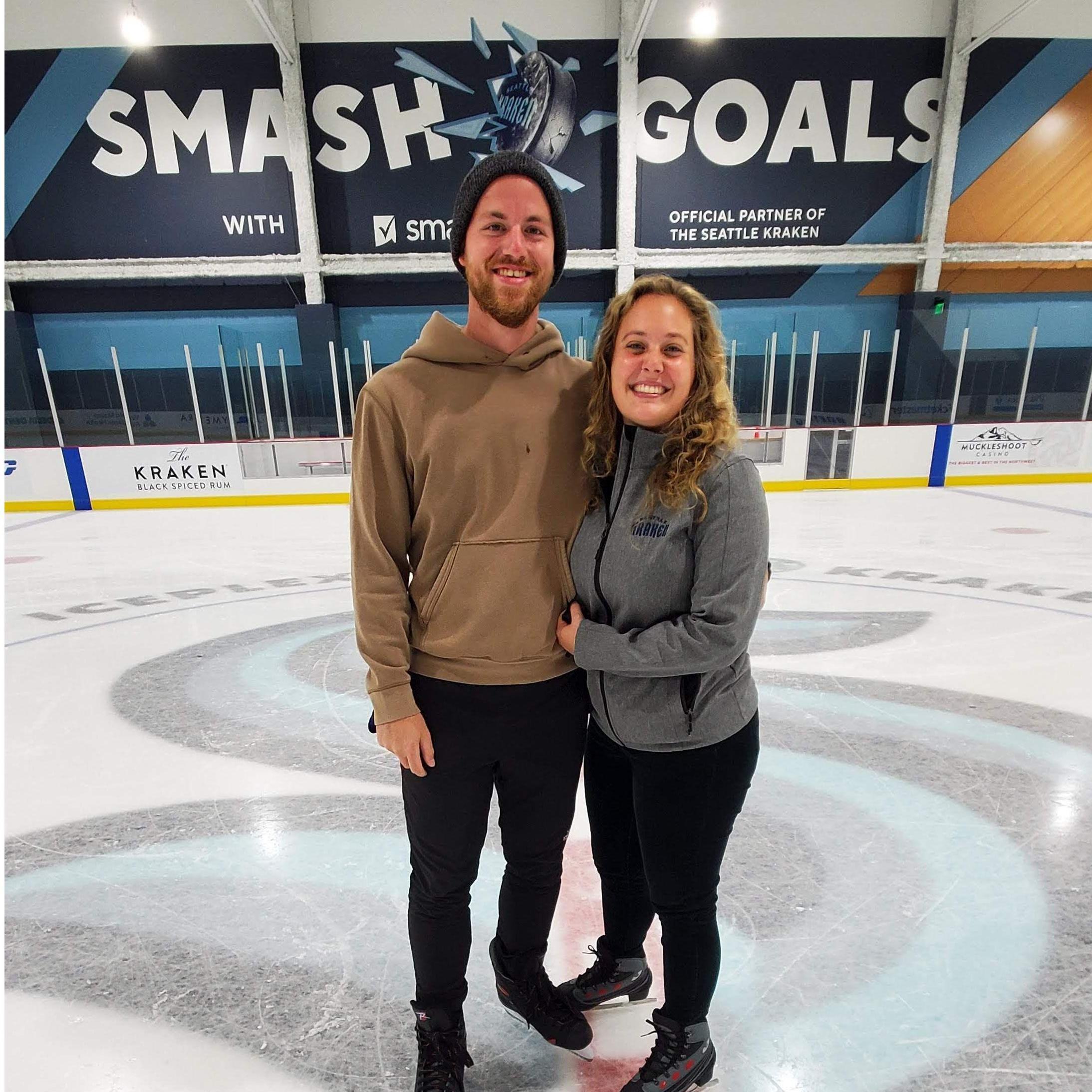 Friends and family skate at the Seattle Kraken