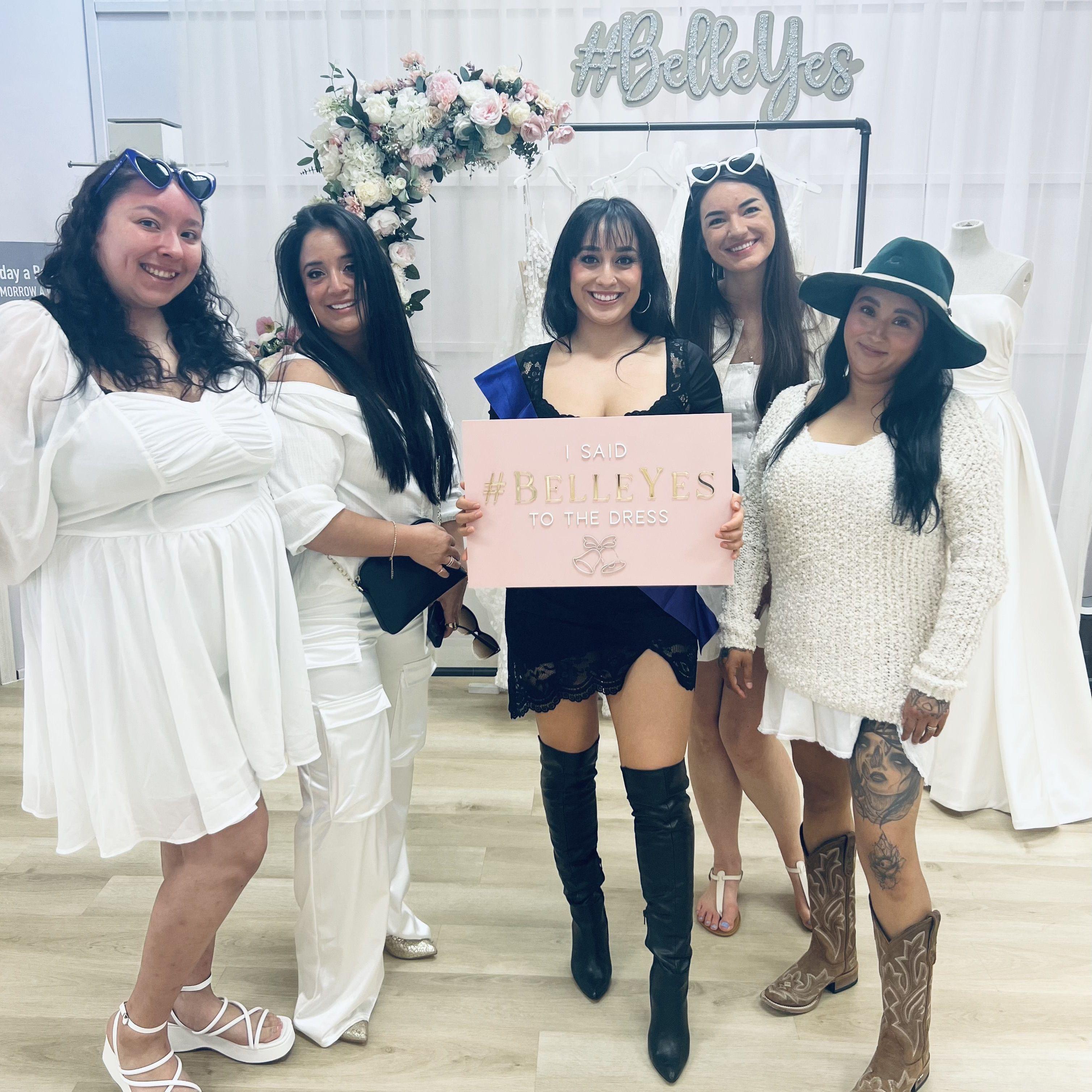 What: "Bach & Boujee" joint Bachelor/Bachelorette party. The ladies day festivities! The ladies helped find "thee dress". // Where: Wedding Belles Bridal Boutique, Chandler, AZ. // When: January 2025