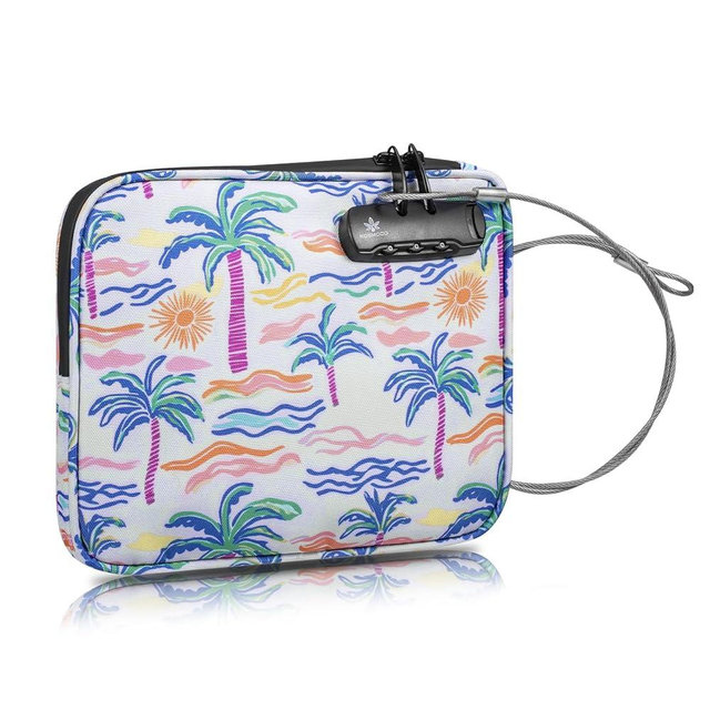 KOSMCCO Beach Locking Bag, 9x7.5 Inch Portable Safe for Phone, Wallet, Keys | Anti-Theft Locking Travel Pouch for Pool, Vacation (Beach Day)