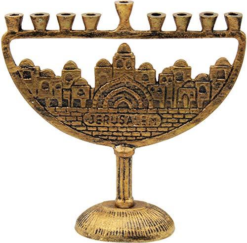 The Dreidel Company Menorah Jerusalem Old City & Star (Old City Antique Gold Finish)