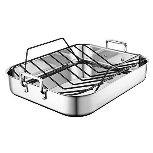 Le Creuset SSC8612-40P Stainless Steel Large Roasting Pan With Nonstick Rack, 16.25 x 13.25-Inch