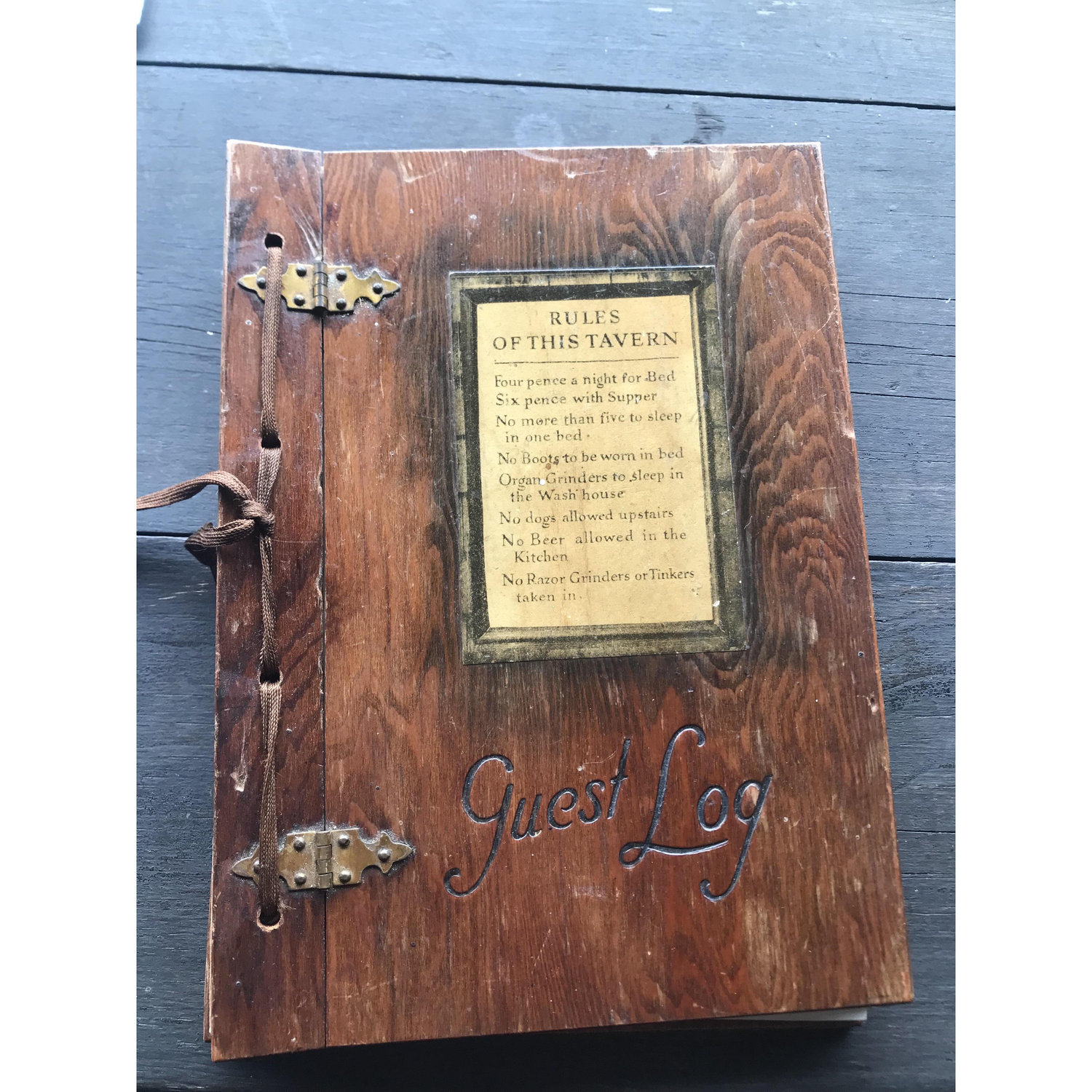 The very very old guest log book on Rainbow island...see photos inside for context of how long this tradition has been in Nelson's family!