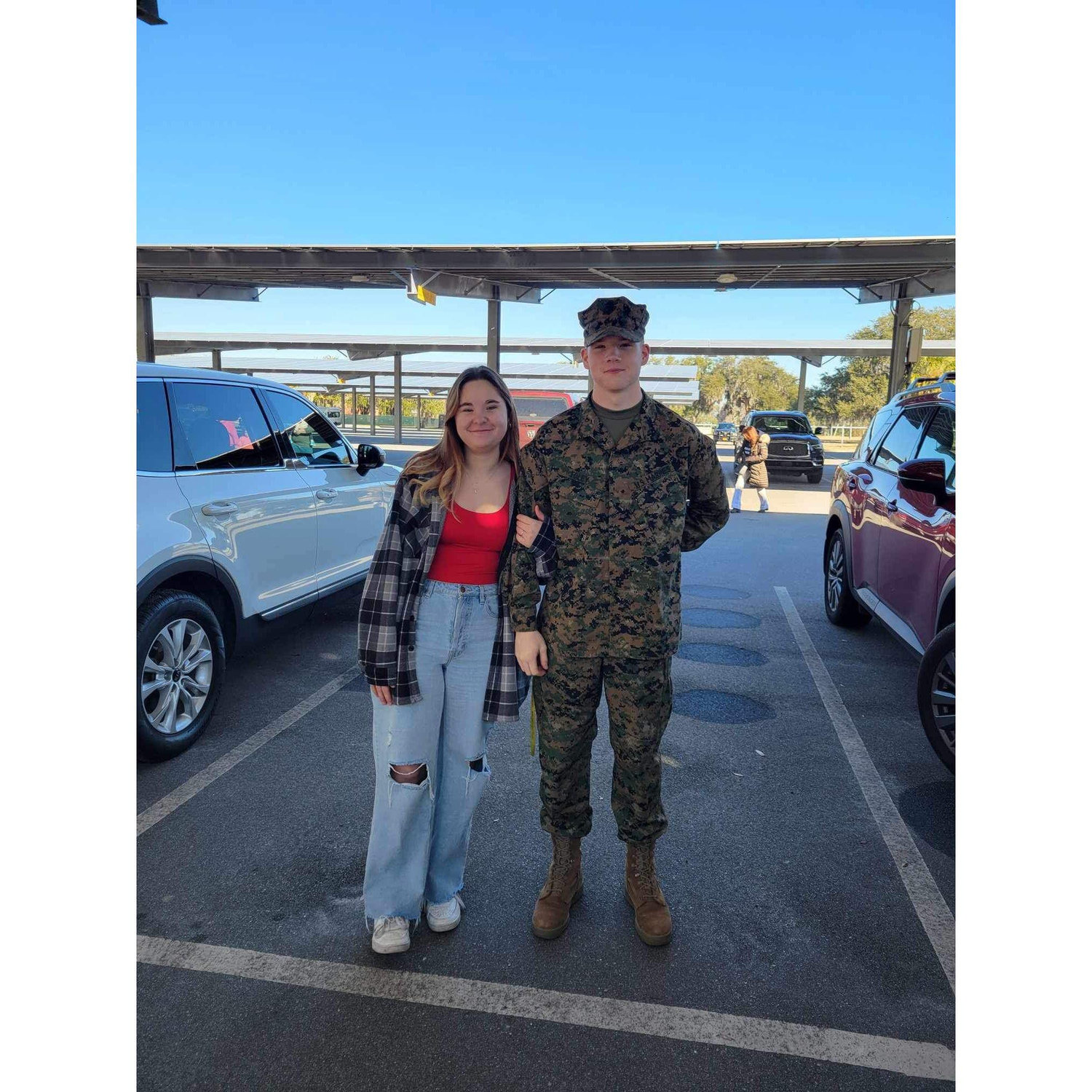 Our first picture together after Adam graduates USMC bootcamp.
