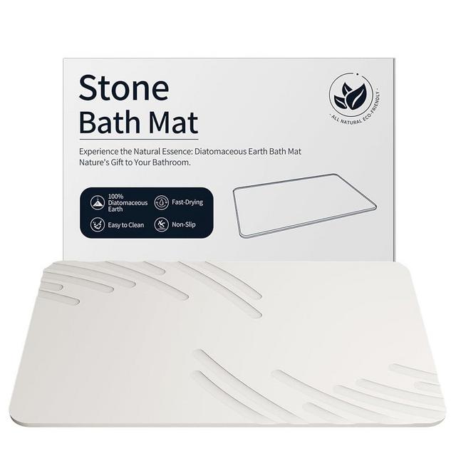 ZIKIBL Stone Bath Mat Diatomaceous Earth Shower Mat Super Absorbent Non-Slip Diatomite Stone Bath Mats for Bathroom Floor Quick-Drying Natural Easy to Clean（24 * 16''）