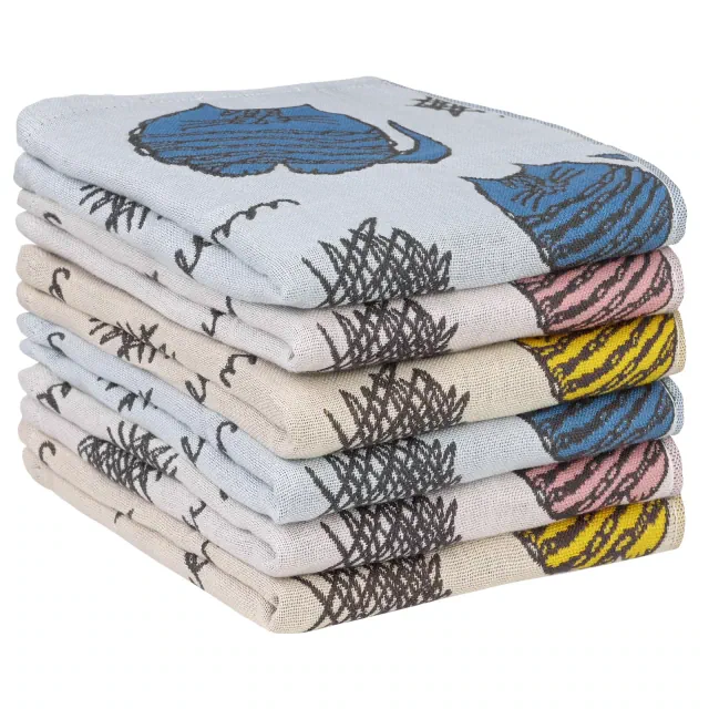 Unique Bargains Home Decor Kitty Pattern Absorbent Kitchen Towels 14" x 16" 6 Pcs Multicolor