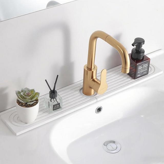 24'' Longer Faucet Mat for Kitchen Sink [Diatomite Stone Super Fast Drying] Stone Faucet Mat for Kitchen Sink Splash Guard Sink Stone Quick Dry around Faucet Stone Drying Mat Bathroom Quick Drying Mat