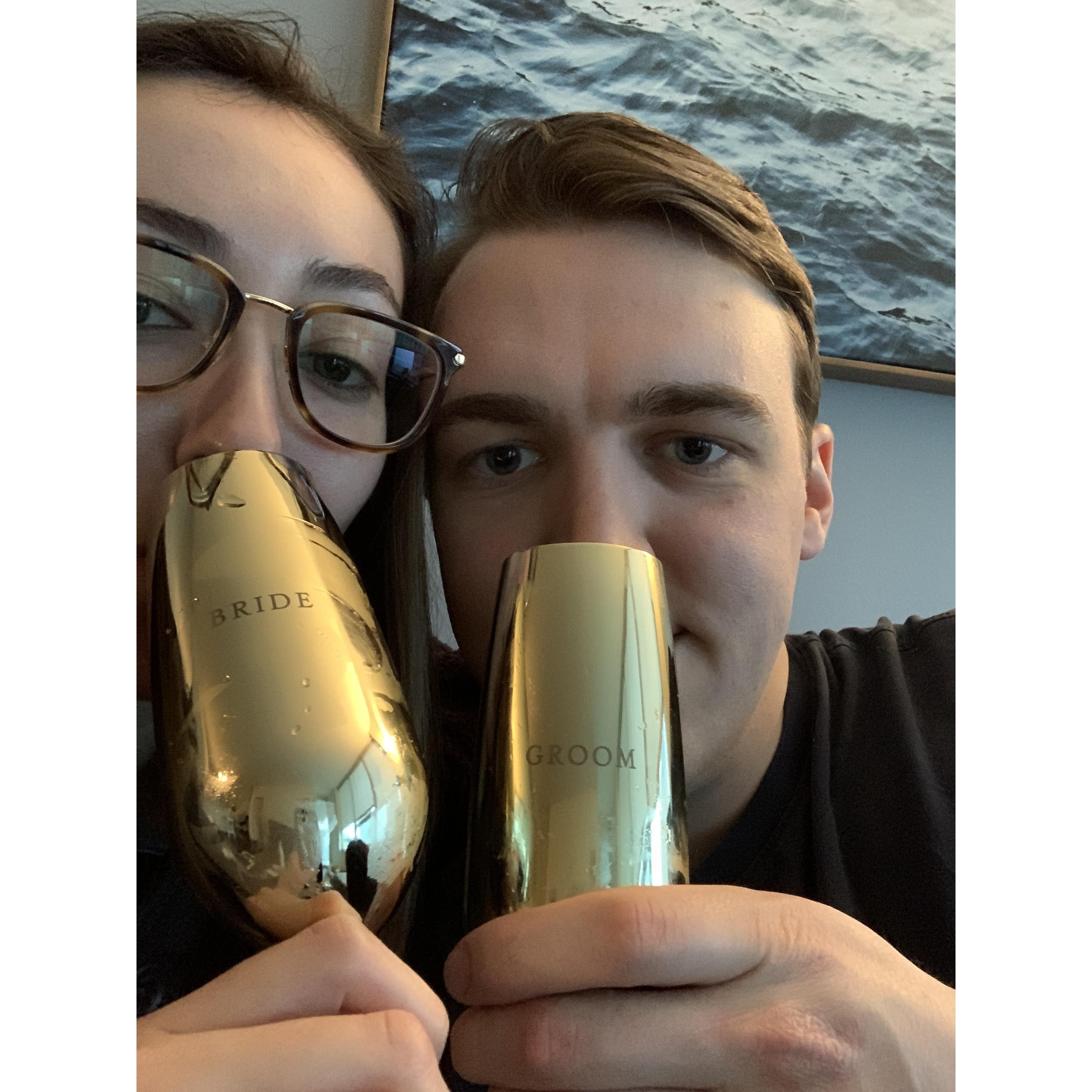 we celebrated at home on the couch by FaceTiming our parents to let them know what we had done