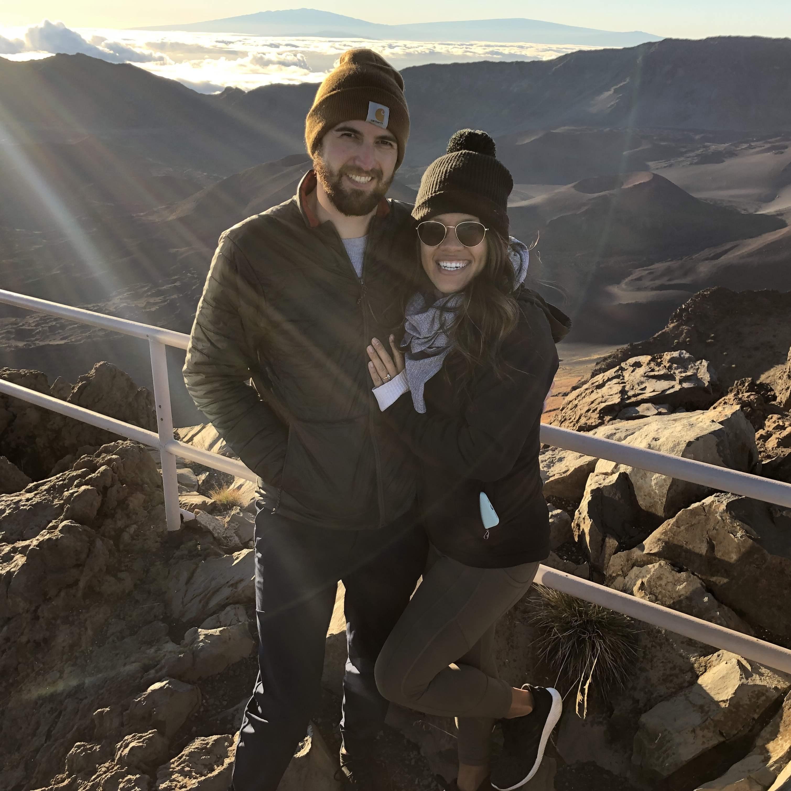 The day Mike proposed in Hawaii on top of Mount Haleakalā (a volcano)