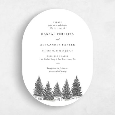 White Oval Wedding Invitation - Auburn Classic
