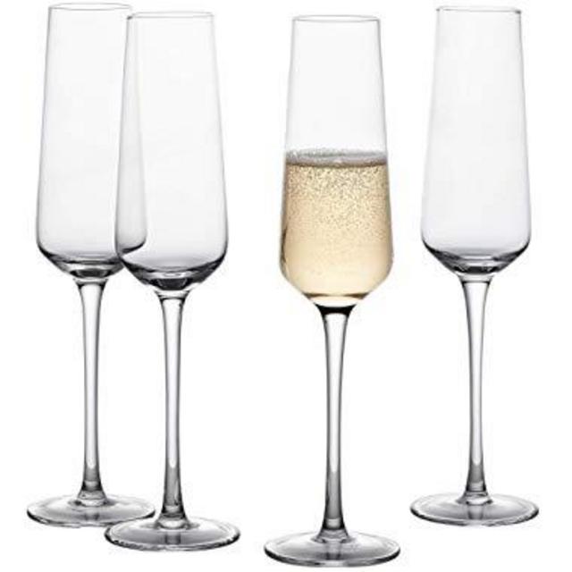GoodGlassware Champagne Flutes (Set Of 4) 8.5 oz – Tall, Crystal Clear Clarity, Classic and Seamless Tower Design - Lead Free Glass, Dishwasher Safe, Quality Sparkling Wine Stemware Set